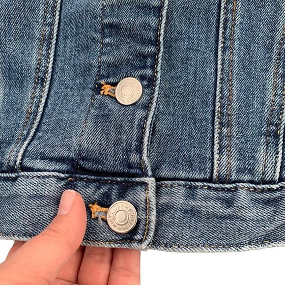 Tommy Hilfiger SPELLOUT Logo Denim Jean Jacket Button Up Classic Streetwear XXS - Picture 7 of 16